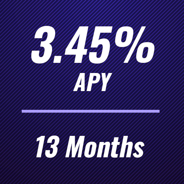 3.45% APR for 13 months CD