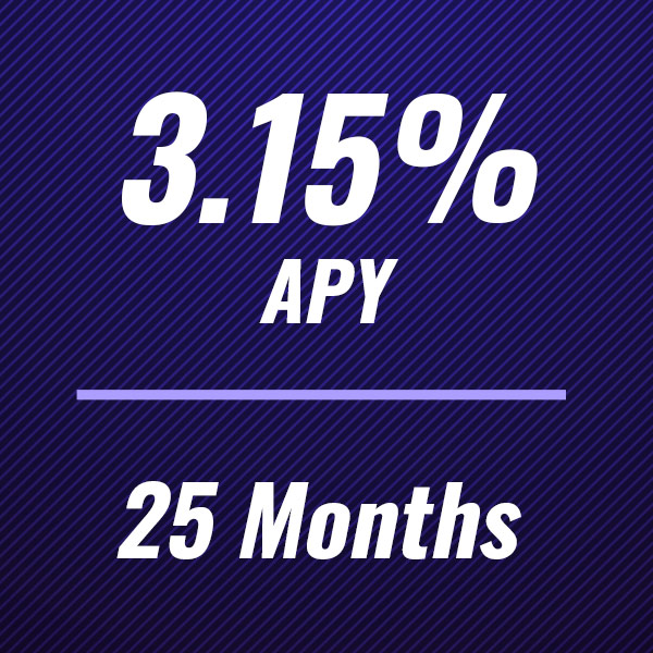 3.15% APR for 25 months CD