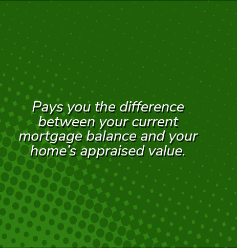 Pays you the difference between your current mortgage balance and your home's appraised value.