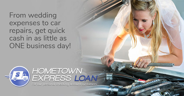 A bride trying to fix her car. From wedding expenses to car repairs, get quick cash in as little as one business day!