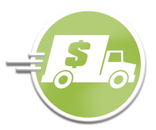 Hometown Express Loan logo - Money truck