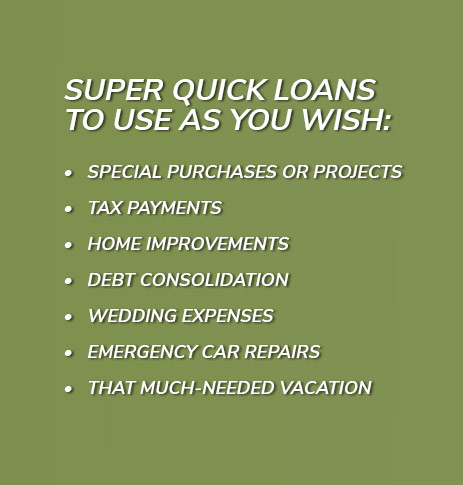 Super quick loans to use as you wish.