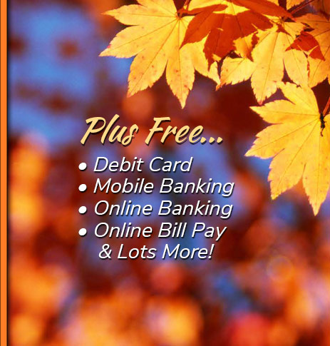 Plus Free: Debit Card, free electronic orinted statements, mobile banking, online banking, online bill pay and lots more!