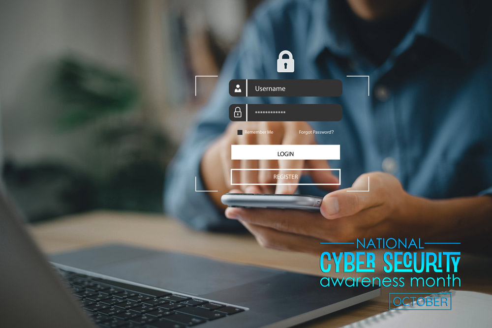 Password login screenshot. National Cybersecurity Awareness Month - October