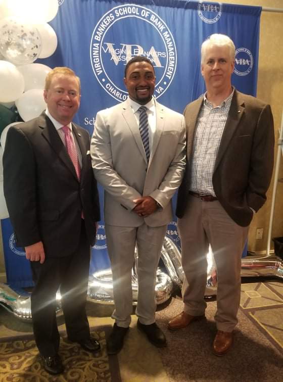 Bruce Whitehurst, President and CEO of The Virginia Bankers Association (left) and Chris Snodgrass, President and CEO of The Bank of Marion (right) are pictured with Marcus Lomans, Assistant Operations Officer at The Bank of Marion (center.)